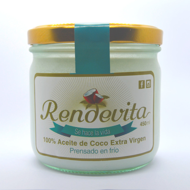 Aceite de Coco Virgen Prensado en frio Rendevita 450 ml frio